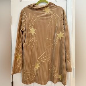 Judith March | Tan Velvet Holiday Star Shift Dress, Size M, Worn Once